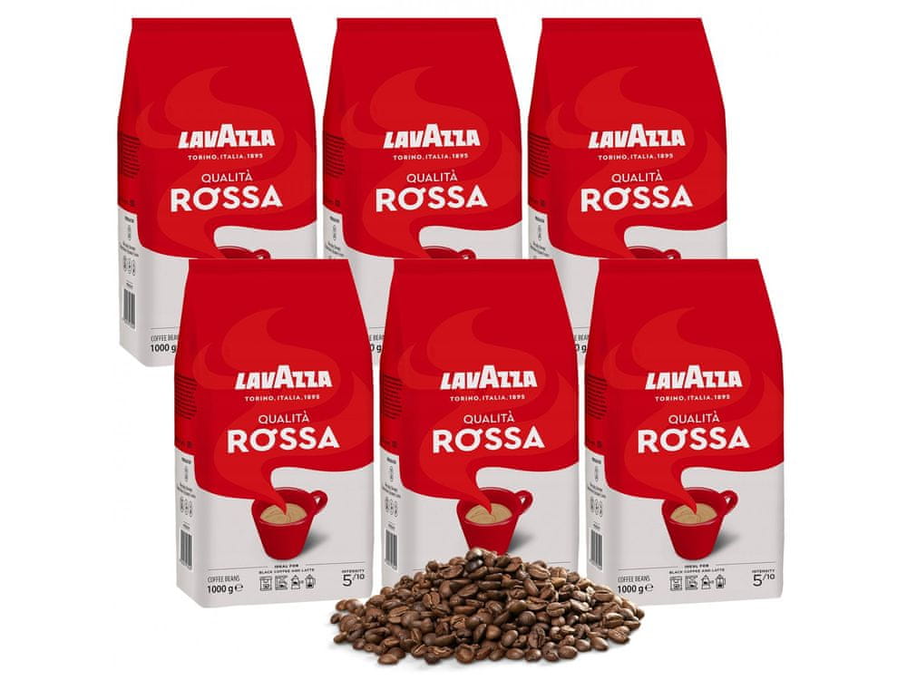 Lavazza LAVAZZA Qualita Rossa - Zmes pražených kávových zŕn Arabica a Robusta, zrnková káva 1 kg, 6